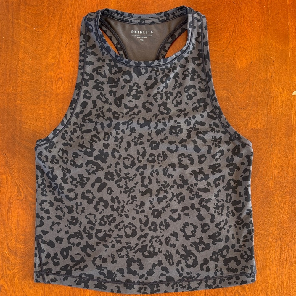Athleta Black and Gray Cheetah Print Tank.  Like New.‎  XS
